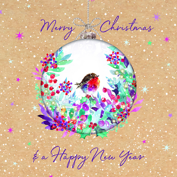 Bauble Wreath Christmas Card