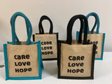 Small Jute Lunch bag (Cyan/Black)
