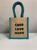 Small Jute Lunch bag (Cyan/Black)