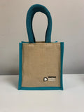 Small Jute Lunch bag (Cyan/Black)