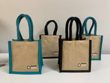 Small Jute Lunch bag (Cyan/Black)