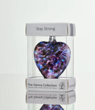 Sienna Glass: 8cm Friendship Heart -Stay Strong (Purple & Blue)