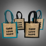 Small Jute Lunch bag (Cyan/Black)