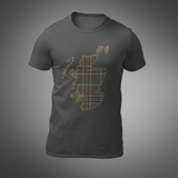 Braw Range: Unisex Tartan Map of Scotland T-shirt (Dark Grey)