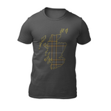 Braw Range: Unisex Tartan Map of Scotland T-shirt (Dark Grey)