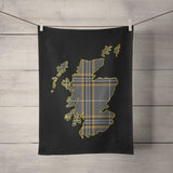 Braw Range: Tartan Map of Scotland Tea Towel (Black)