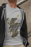 Braw Range: Unisex Tartan Map of Scotland T-shirt (Light Grey)