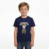Children's Limited Edition Navy Scot Bear T shirt holding Scotland Flag -