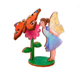 Fairy kissing a Butterfly Wooden 3D Pop Up Card