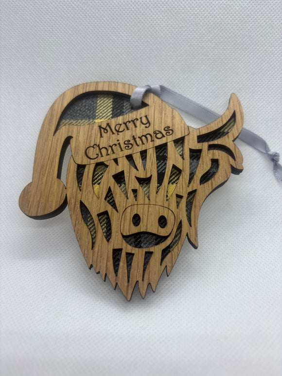 Highland cow Merry Christmas Decoration