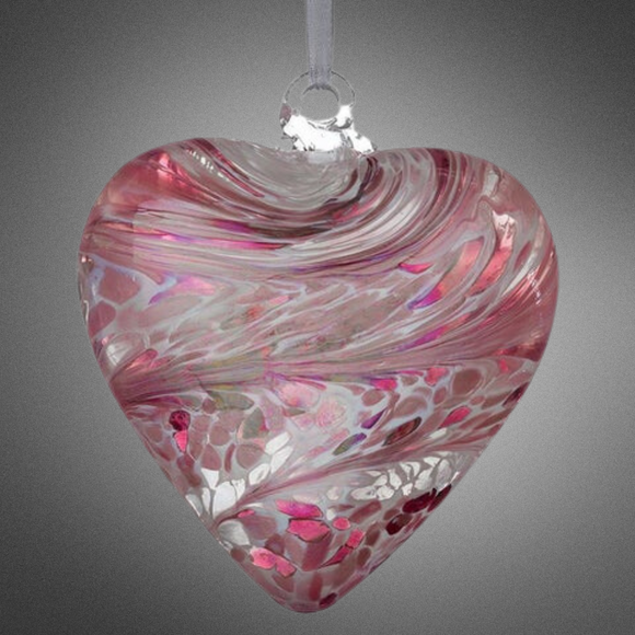 Sienna Glass: 8cm Friendship Heart (Pastel Pink)