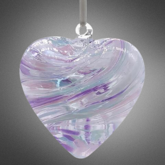 Sienna Glass 8cm Friendship Heart (Pearl)
