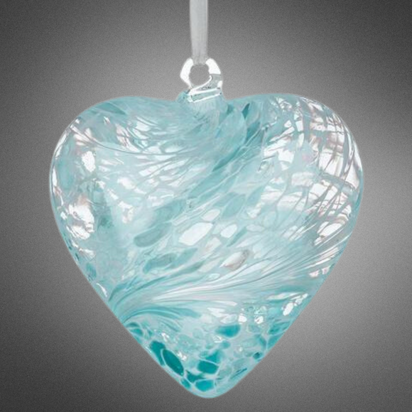 Sienna Glass 8cm Friendship heart (Pastel Blue)