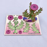 Thistle Flower of Scotland Wooden 3d card