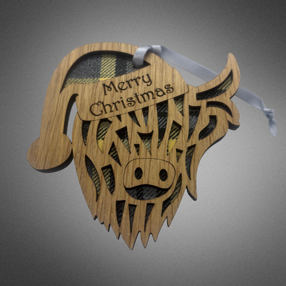 Highland cow Merry Christmas Decoration