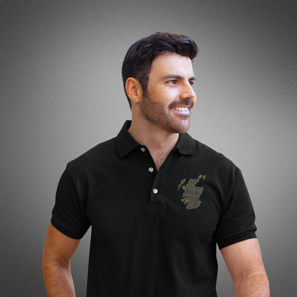 Braw range - Tartan Map of Scotland Polo shirt Black