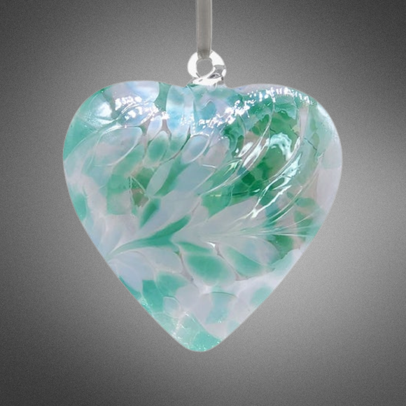 Sienna Glass: 8cm Friendship Heart (Green)