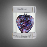 Sienna Glass: 8cm Friendship Heart -Stay Strong (Purple & Blue)