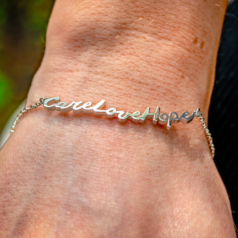 Bracelet En Argent Avec Breloques "Happiness Health Hope" - Années 1980, Bijou Vintage