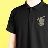 Braw range - Tartan Map of Scotland Polo shirt Black