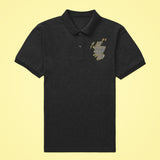 Braw range - Tartan Map of Scotland Polo shirt Black