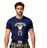 Limited Edition Navy Scot Bear T shirt holding Scotland Flag