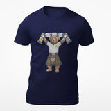 Limited Edition Navy Scot Bear T shirt holding Scotland Flag