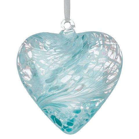 Sienna Glass 8cm Friendship heart -  Pastel Blue