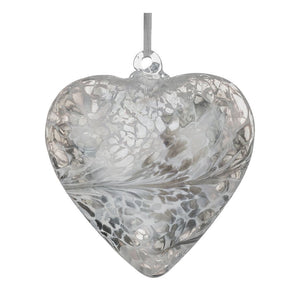 Sienna Glass: 8cm Heart (Pastel Silver)